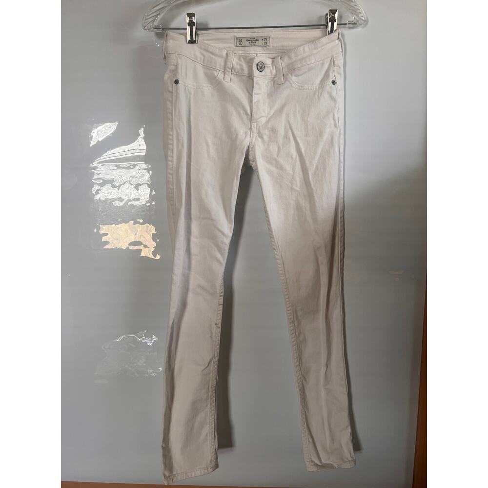 Abercrombie & Fitch Low Rise Jeans W25 L29 White Cream Skinny Stretch Denim